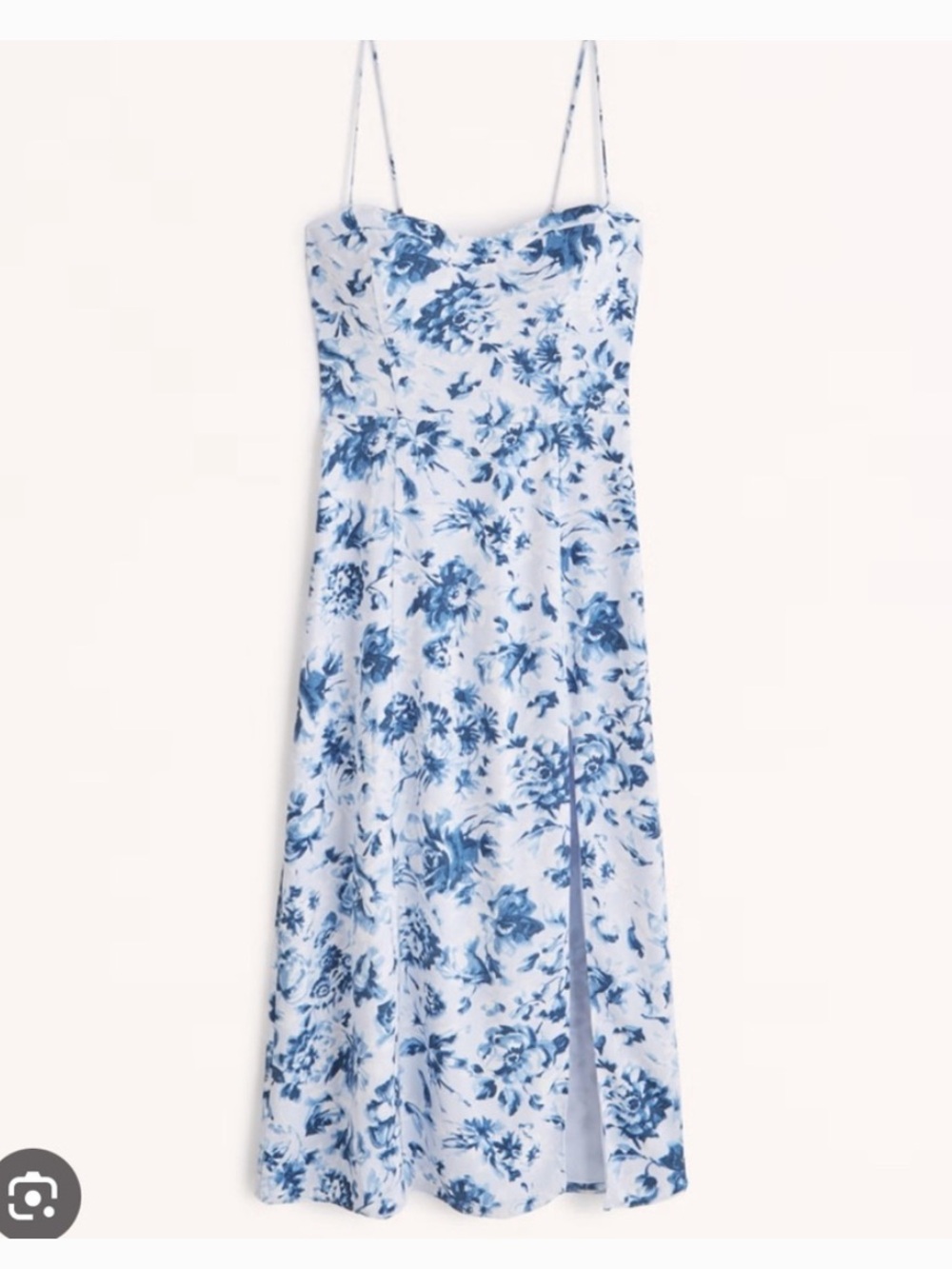 Abercrombie & Fitch Blue White Floral Bustier Sweetheart Slip Midi Dress Slit - Picture 7 of 14